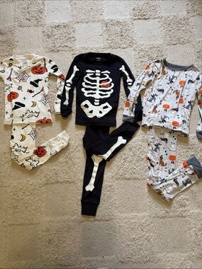 3-Piece Halloween Kids Pajama Set - Skeleton & Pumpkin Prints